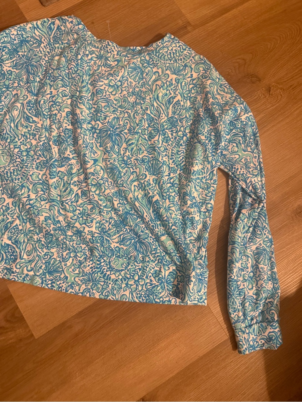 Lilly Pulitzer Men's Long-Sleeve Shirt in Blue and White Floral Print